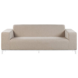 Wyld And Coco 5-Seater Garden Sofa Set Beige Polyester Upholstery With Ottoman And Aluminium Legs - L186 X D84 X H68Cm - thumbnail 1