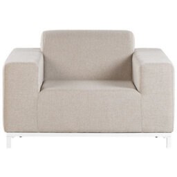 Wyld And Coco 5-Seater Garden Sofa Set Beige Polyester Upholstery With Ottoman And Aluminium Legs - L186 X D84 X H68Cm - thumbnail 7