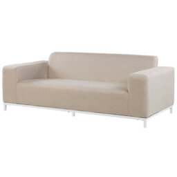 Wyld And Coco 5-Seater Garden Sofa Set Beige Polyester Upholstery With Ottoman And Aluminium Legs - L186 X D84 X H68Cm - thumbnail 5