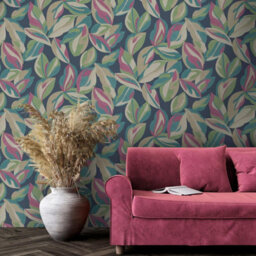 Holden Décor Abstract Leaf Wallpaper Navy Teal Beige Pink Green Natural Leaves Botanical - thumbnail 2