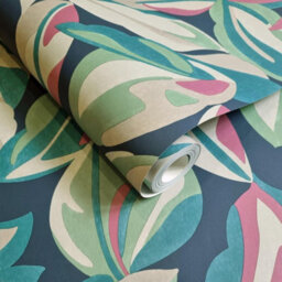 Holden Décor Abstract Leaf Wallpaper Navy Teal Beige Pink Green Natural Leaves Botanical - thumbnail 3