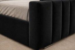 Panel Upholstered Tv Bed Frame With Slats Storage Black - thumbnail 5