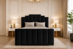 Panel Upholstered Tv Bed Frame With Slats Storage Black - thumbnail 7