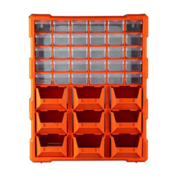 Taylor & Brown 39 Drawer Organiser Plastic Storage Cabinet For Diy Tools, Screws, Small Parts, Craft, Office Use, Black/orange - thumbnail 2