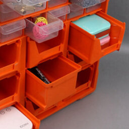 Taylor & Brown 39 Drawer Organiser Plastic Storage Cabinet For Diy Tools, Screws, Small Parts, Craft, Office Use, Black/orange - thumbnail 4