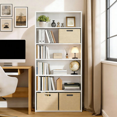 Ledrem 6-Tier Freestanding Bookcase, Open Storage Shelving Unit, Home Display Rack, Cloud White, 24 X 80 X 160.7 Cm - image 1
