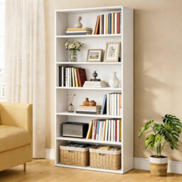 Ledrem 6-Tier Freestanding Bookcase, Open Storage Shelving Unit, Home Display Rack, Cloud White, 24 X 80 X 160.7 Cm - thumbnail 5