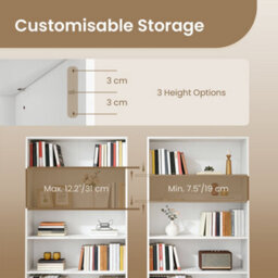 Ledrem 6-Tier Freestanding Bookcase, Open Storage Shelving Unit, Home Display Rack, Cloud White, 24 X 80 X 160.7 Cm - thumbnail 8