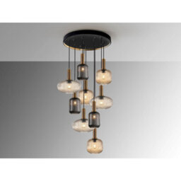 Luminosa Lighting Luminosa Norma 9 Light Cluster Pendant Ceiling Light Black, Brass, 3 Crystal Tones, E27 - Uk Stock - thumbnail 4