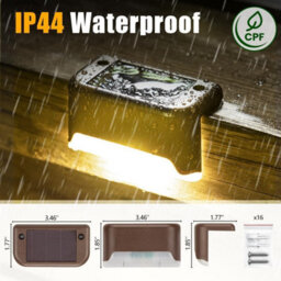 16 Pack Solar Deck Lights, Waterproof Led Step Lights For Stairs, Fence, Yard, Patio - Warm White - thumbnail 8