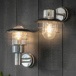 Ip44 Outdoor Wall Lamp Stainless Steel Caged Glass Pir Lantern Modern Over Light - thumbnail 4