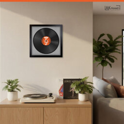 "16X16"" Matte Black Modern Vinyl Record Frame With Silver Mount For 12 Inch Lp Disc - Ak Frames" - thumbnail 5