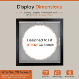 "16X16"" Matte Black Modern Vinyl Record Frame With Silver Mount For 12 Inch Lp Disc - Ak Frames" - thumbnail 2
