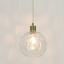 First Choice Lighting Barnum - Clear Dimple Glass Globe With Satin Brass Pendant Fitting - thumbnail 5
