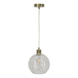 First Choice Lighting Barnum - Clear Dimple Glass Globe With Satin Brass Pendant Fitting - thumbnail 1