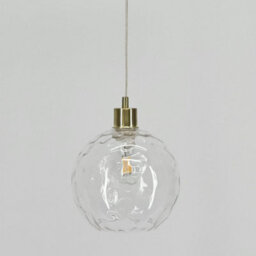 First Choice Lighting Barnum - Clear Dimple Glass Globe With Satin Brass Pendant Fitting - thumbnail 6