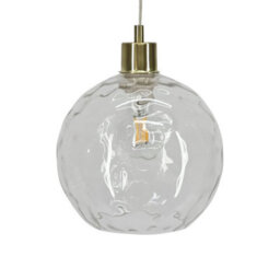 First Choice Lighting Barnum - Clear Dimple Glass Globe With Satin Brass Pendant Fitting - thumbnail 7