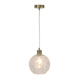First Choice Lighting Barnum - Clear Dimple Glass Globe With Satin Brass Pendant Fitting - thumbnail 2