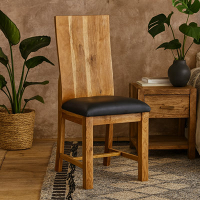 Wyld Haus Metropolis Industrial Dining Chair In Brown Acacia Wood With Faux Leather Effect, 460 X 500 X 1040 mm - image 1