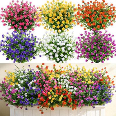 Alupssuc 20 Bundles Outdoor Artificial Flowers Spring Faux Greenery Uv Resistant Fake Flower Bushes For Garden Porch Vase Pot
