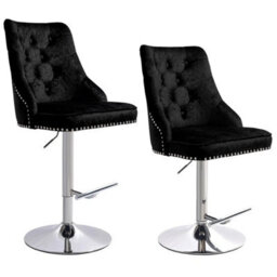 Wingback Barstool & Footrest Adjustable Velvet Swivel Club Dining Stool - thumbnail 3