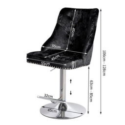Wingback Barstool & Footrest Adjustable Velvet Swivel Club Dining Stool - thumbnail 2