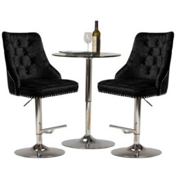 Wingback Barstool & Footrest Adjustable Velvet Swivel Club Dining Stool - thumbnail 5