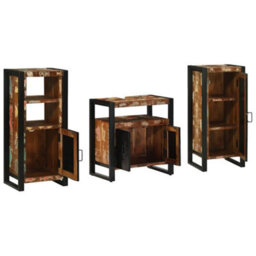 Berkfield Bathroom Furniture Set 3 Pcs Multicolour Solid Reclaimed Wood - thumbnail 3