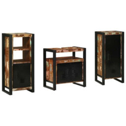 Berkfield Bathroom Furniture Set 3 Pcs Multicolour Solid Reclaimed Wood - thumbnail 2