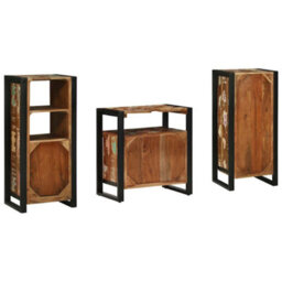 Berkfield Bathroom Furniture Set 3 Pcs Multicolour Solid Reclaimed Wood - thumbnail 7