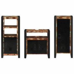 Berkfield Bathroom Furniture Set 3 Pcs Multicolour Solid Reclaimed Wood - thumbnail 6