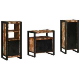 Berkfield Bathroom Furniture Set 3 Pcs Multicolour Solid Reclaimed Wood - thumbnail 8