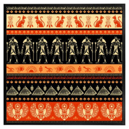 "Andrew Lee Egyptian Heiroglyphs In Orange & Black (Picutre Frame) / 24X24"" / Grey" - thumbnail 9