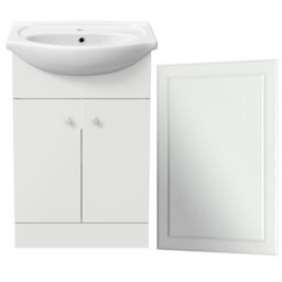 Affine Bathroom 550mm Vanity Unit Mirror Basin Sink Single Tap Hole Free Standing - thumbnail 1