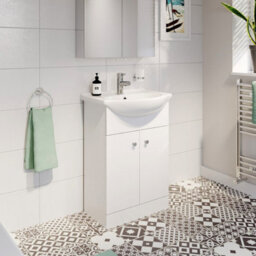 Affine Bathroom 550mm Vanity Unit Mirror Basin Sink Single Tap Hole Free Standing - thumbnail 4