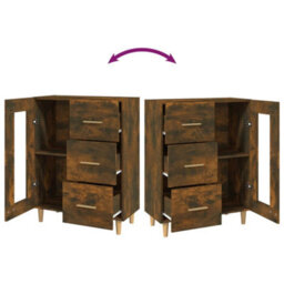 Berkfield Classic Sideboard Smoked Oak 69,5X34X90 Cm Engineered Wood - thumbnail 9