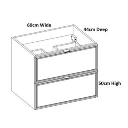 Impact Furniture Vanity Unit With Drawers 600mm Bathroom Wall Hung Cabinet Storage Dark Oak Black Modern Mid Century Talia - thumbnail 6