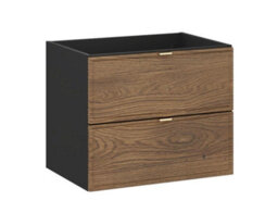 Impact Furniture Vanity Unit With Drawers 600mm Bathroom Wall Hung Cabinet Storage Dark Oak Black Modern Mid Century Talia - thumbnail 4