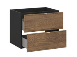 Impact Furniture Vanity Unit With Drawers 600mm Bathroom Wall Hung Cabinet Storage Dark Oak Black Modern Mid Century Talia - thumbnail 5