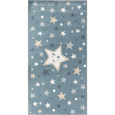 Livabliss Lillian-Kids Blue Grey Beige Yellow Washable Rug For Children's Rooms 80 X 150 Cm Easy Care, Non Shedding - image 1