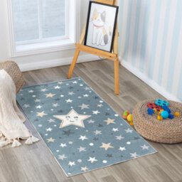 Livabliss Lillian-Kids Blue Grey Beige Yellow Washable Rug For Children's Rooms 80 X 150 Cm Easy Care, Non Shedding - thumbnail 2