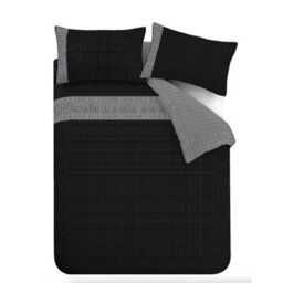 Catherine Lansfield Bedding Artemis Greek Key Reversible Single Duvet Cover Set With Pillowcase Black - thumbnail 5