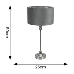 Valuelights Maggie Chrome Candlestick Table Lamp With Grey Velvet And Chrome Inner Lamp Shade - thumbnail 5