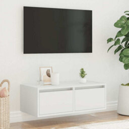 Berkfield Tv Cabinet With Led Lights White 75X35.5X25 Cm - thumbnail 4