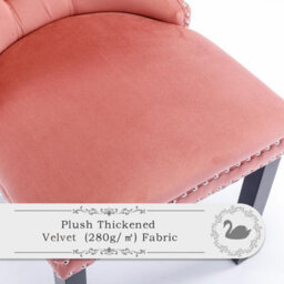 HomeTouch Set Of 6 Lux Pink Velvet Tufted Dining Chairs With Pull Knocker, Wing Back Kitchen Chairs Home Office Bedroom Chairs - thumbnail 9