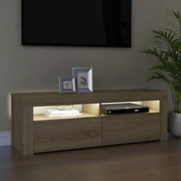 Berkfield Modern Tv Cabinet With Led Lights Sonoma Oak 120X35X40 Cm - thumbnail 4
