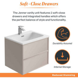 Plum&clay Jenner Light Pink Wall Hung Vanity Unit & Basin Set (W)600mm (H)500mm - thumbnail 5