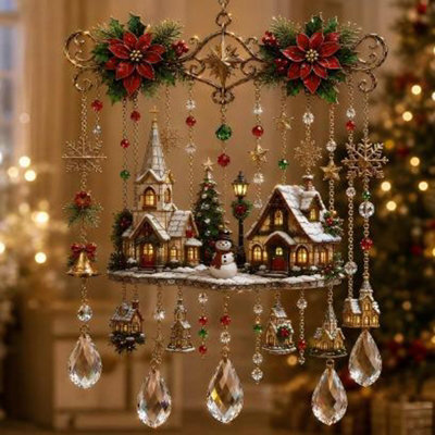 Amorly Acrylic Hanging Wind Chime Ornament, Christmas Themed Decorative Pendant For Window, Wall Home Holiday Decoration - image 1