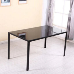Black Tempered Glass Dining Table Desk Kitchen Furniture With Metal Legs Home - thumbnail 4