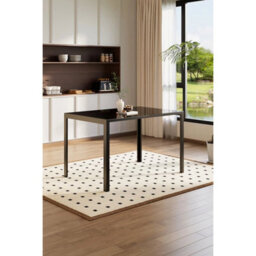 Black Tempered Glass Dining Table Desk Kitchen Furniture With Metal Legs Home - thumbnail 5